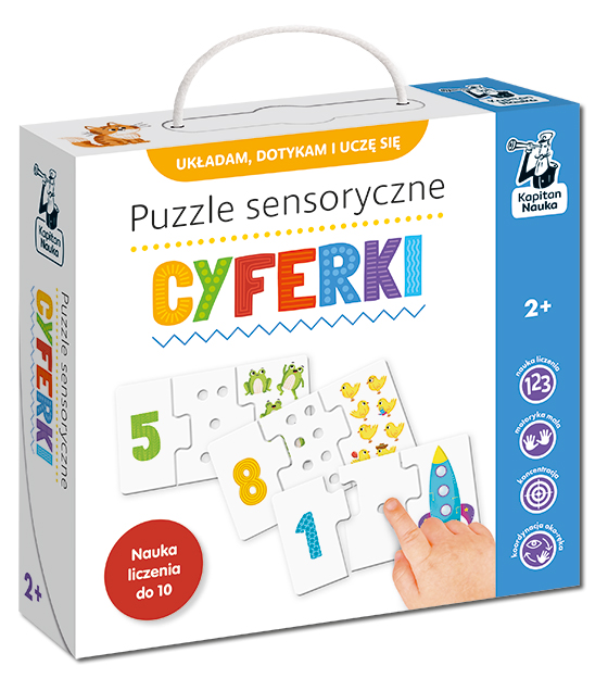 Zestaw puzzli sensorycznych Cyferki Kapitan Nauka z 30 elementami do nauki liczenia