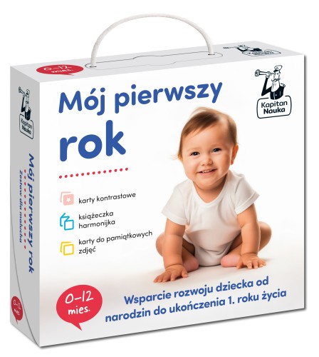 Zestaw edukacyjny Mój pierwszy rok Kapitan Nauka - karty kontrastowe i książeczka harmonijka