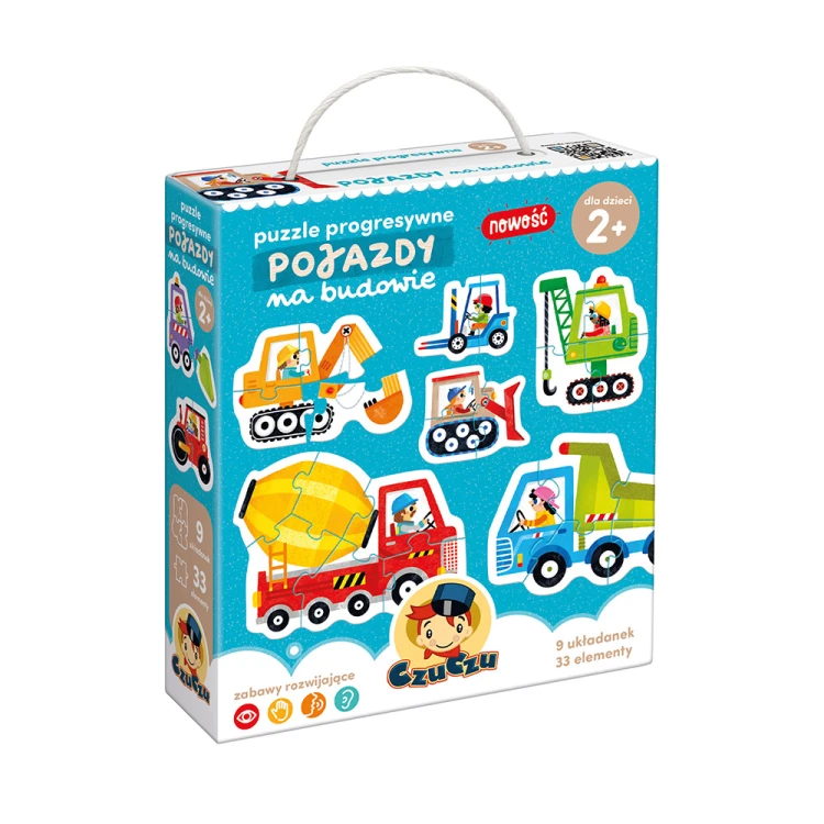Puzzle progresywne Pojazdy na budowie CZUCZU - zestaw 9 układanek z 33 elementami dla dzieci