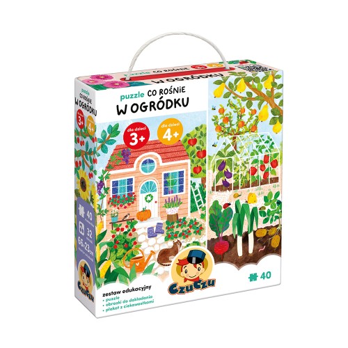 Puzzle edukacyjne Co rośnie w ogródku marki CZUCZU, kolorowa układanka z warzywami i owocami