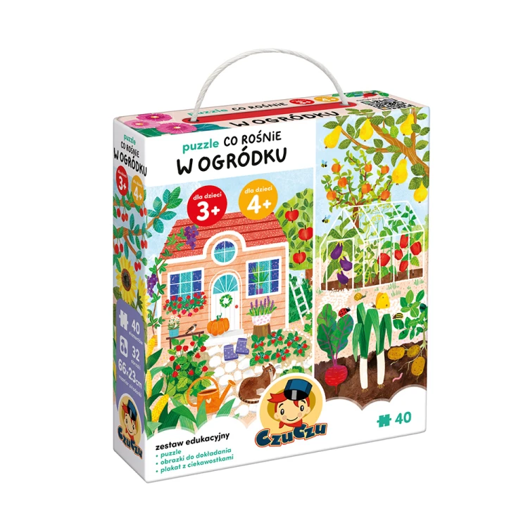 Puzzle edukacyjne Co rośnie w ogródku marki CZUCZU, kolorowa układanka z warzywami i owocami