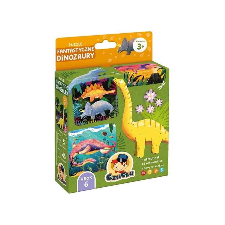 Puzzle Fantastyczne Dinozaury CZUCZU - kolorowe układanki z motywem dinozaurów