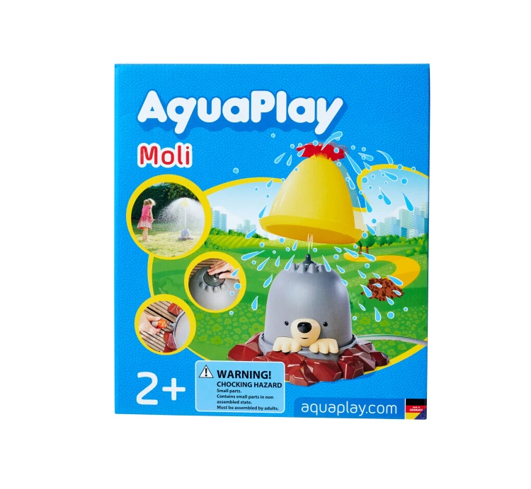 Elementy zraszacza AquaPlay Krecik ułożone do montażu – 4 części podstawy