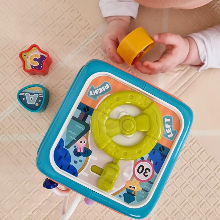Zabawka Woopie Baby 6w1 - panel z klockami o różnych kształtach i literkach