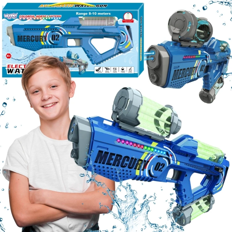 Elektryczny pistolet na wodę WOOPIE MERCURY 02 z trzema wymiennymi zbiornikami i ergonomicznym uchwytem