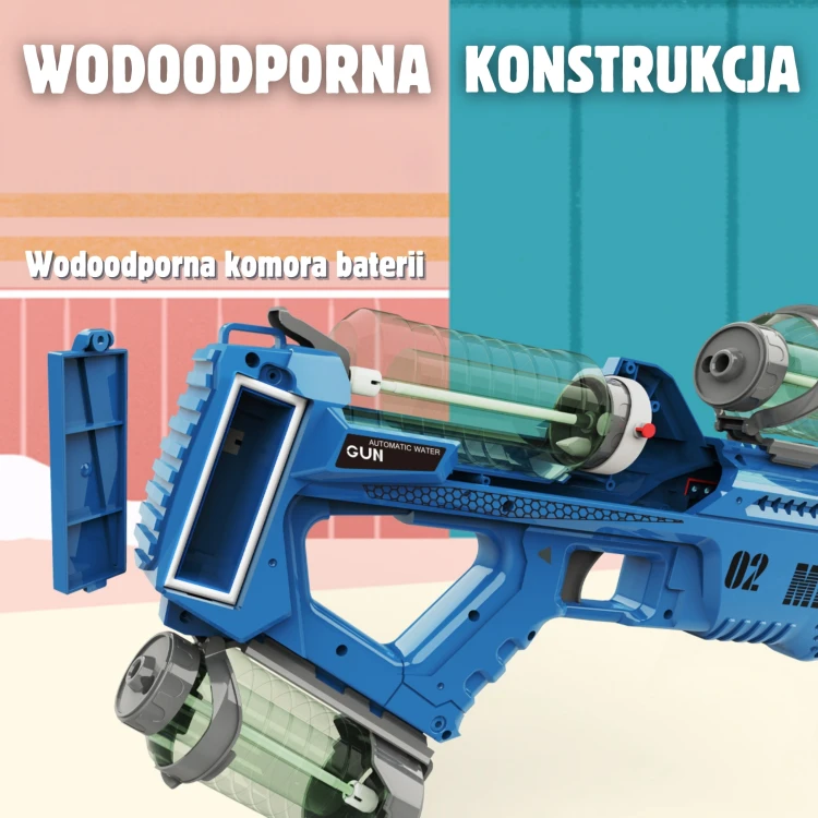 Futurystyczny design pistoletu na wodę WOOPIE MERCURY 02 w kolorze niebieskim