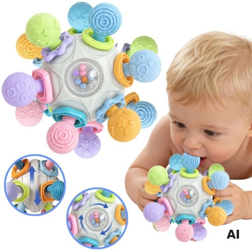 Zabawka sensoryczna 3w1 Woopie Baby z kolorowymi elementami i przezroczystym środkiem