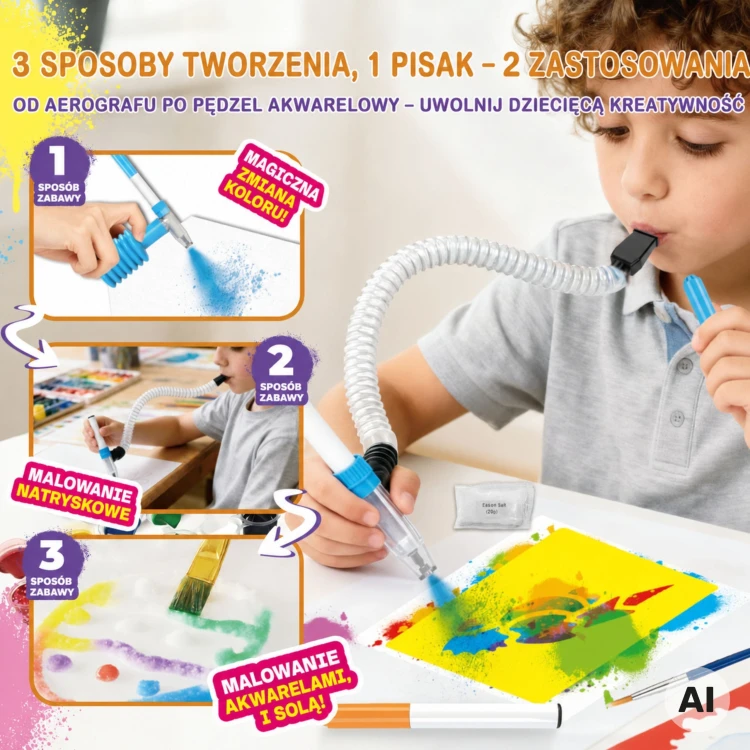 Pisaki i farbki w zestawie kreatywnym WOOPIE 3w1 do malowania dla dzieci od 6 lat