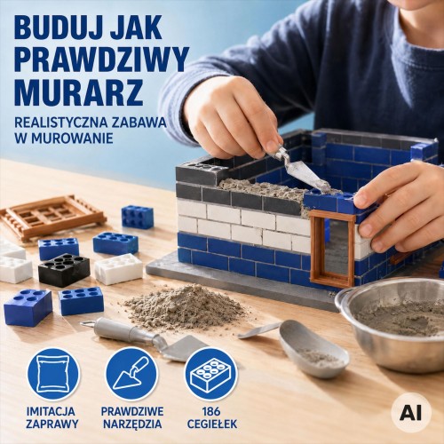 Widok na elementy zestawu konstrukcyjnego WOOPIE do budowy posterunku policji