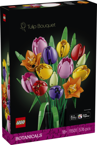 LEGO Botanicals Bukiet Tulipanów 11501 — zestaw 576 elementów do budowy kwiatowej dekoracji
