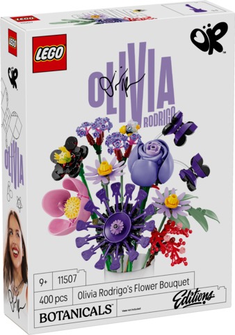 LEGO Botanicals Bukiet kwiatów Olivii Rodrigo 11507 w fioletowej kolorystyce z detalami muzycznymi