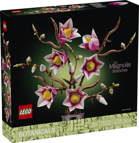 LEGO Botanicals Gałązki Magnolii 11510 – zestaw 435 elementów do budowy dekoracji kwiatowej