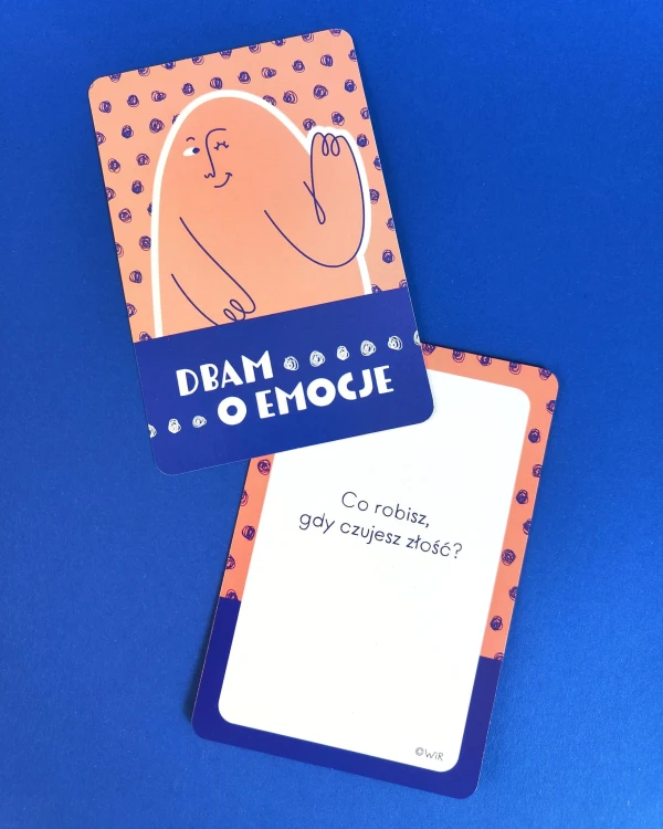 Przykładowe karty z zestawu edukacyjnego Dbam o Emocje WIR - tematyka emocji i relacji interpersonalnych