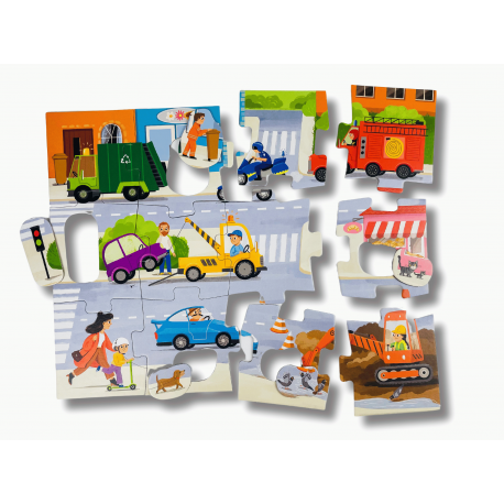 Zestaw trójwymiarowych figurek do puzzli Pojazdy Kapitan Nauka – zabawa i nauka