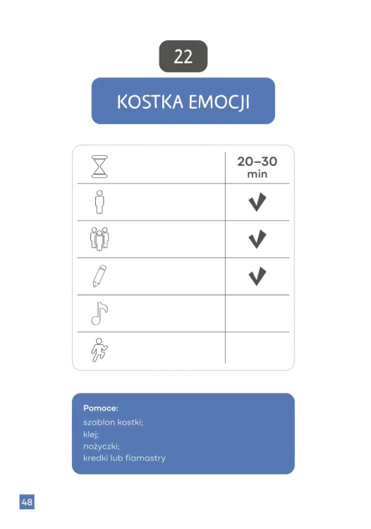 Przykładowa strona książki Emocje i zabawa HARMONIA z aktywnościami dla dzieci