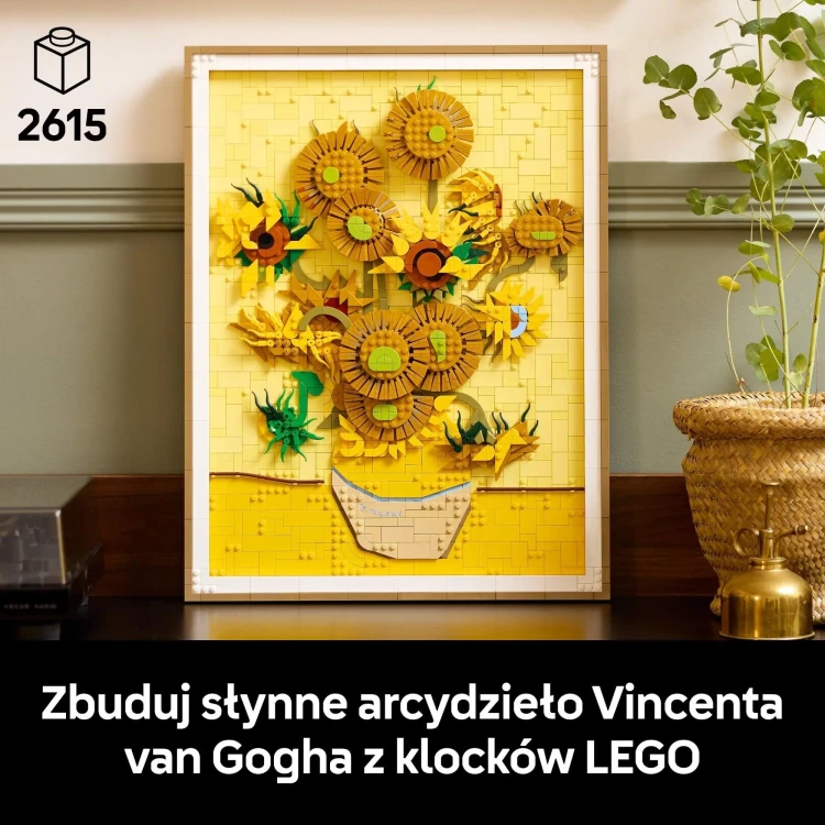 Detale zestawu LEGO Art Sunflowers 31215 — regulowane płatki słoneczników i trójwymiarowa kompozycja
