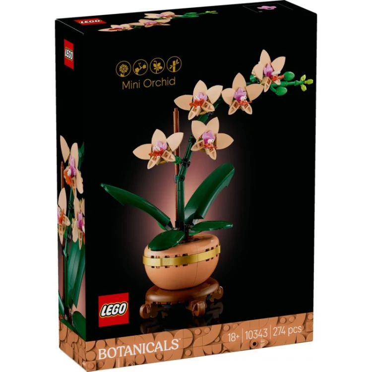 LEGO Botanicals Mała Orchidea 10343 - dekoracyjny zestaw LEGO® do budowy rośliny w doniczce