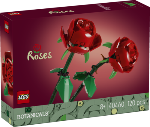 LEGO Botanicals Róże 40460 – dwie czerwone róże z regulowanymi łodygami, zestaw konstrukcyjny