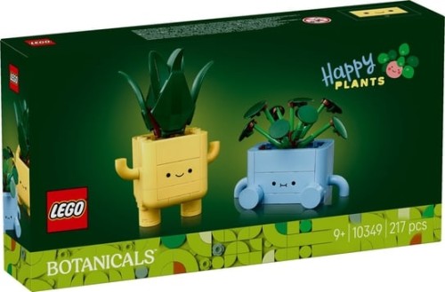 Zestaw LEGO Botanicals Wesołe roślinki 10349 z dwoma kolorowymi roślinami i wymiennymi doniczkami