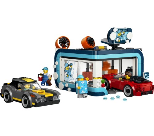 Zestaw LEGO City 60497 z dwoma samochodami i postaciami w myjni