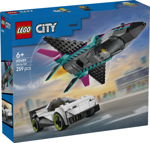 Zestaw LEGO City Odrzutowiec kontra samochód 60489 z realistycznymi modelami i minifigurkami LEGO®