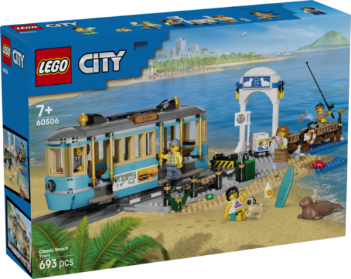 LEGO City Tramwaj przy plaży 60506 - model tramwaju z plażą i molo w detalach