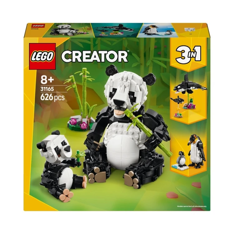 Zestaw LEGO Creator 3w1 Dzikie zwierzęta rodzina Pand z ruchomą pandą i młodym bambusem, model do budowy z 626 elementów