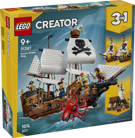 Zestaw LEGO Creator 3w1 Legendarny Statek Piracki 31387 LEGO® - widok całego modelu z klocków