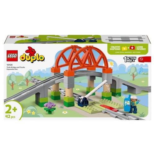 LEGO Duplo Most i tory kolejowe 10426 z dużym podnoszonym mostem i torami dla najmłodszych
