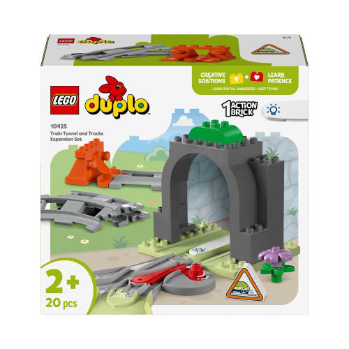 LEGO Duplo Town zestaw tunel i tory kolejowe 10425 – elementy kolejowe i tunel dla dzieci od 2 lat
