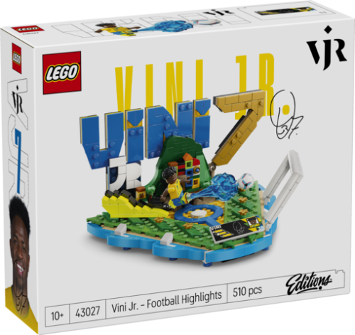 Zestaw LEGO Vini Jr. piłkarskie momenty 43027 z minifigurką Viniciusa Juniora i dekoracyjną podstawą