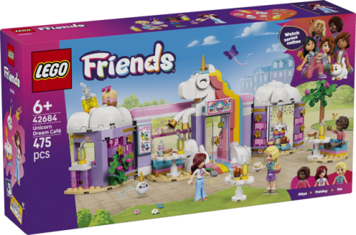 Zestaw LEGO Friends Jednorożcowa Kawiarnia 42684 – kolorowy model z elementami i minilaleczkami