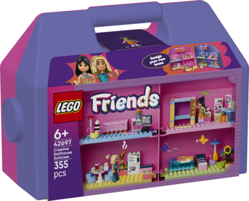 LEGO Friends Kreatywna walizka z domkiem dla lalek 42697 przedstawiająca zestaw 355 elementów do budowy i aranżacji