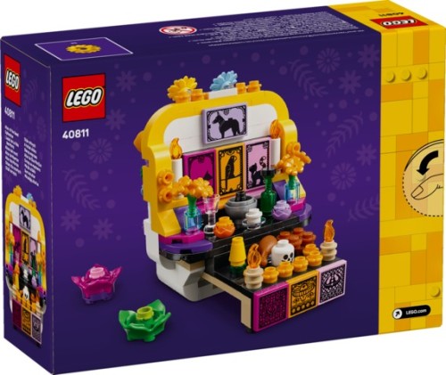 LEGO Iconic Ołtarz Día De Los Muertos 40811 – dwustronny zestaw z kolorową czaszką i ołtarzem