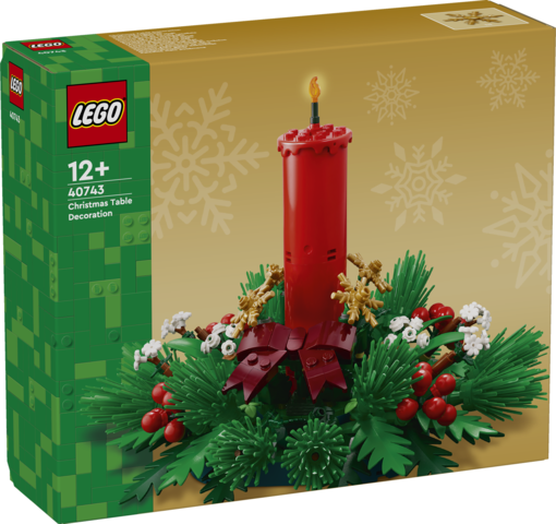 LEGO Iconic Świąteczna dekoracja stołu 40743 z dużą czerwoną świecą i świątecznymi elementami
