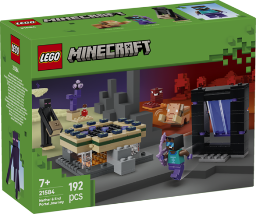 Zestaw LEGO Minecraft Podróż przez portal Netheru i Kresu 21584 z minifigurkami i portalami
