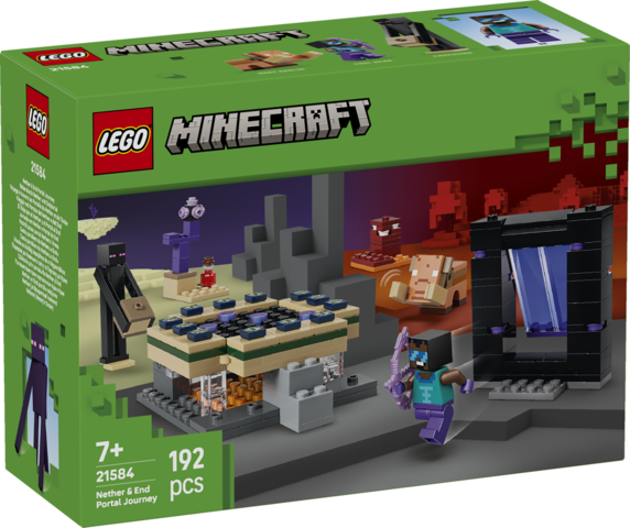 Zestaw LEGO Minecraft Podróż przez portal Netheru i Kresu 21584 z minifigurkami i portalami
