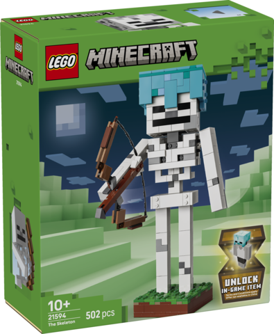 LEGO Minecraft Szkielet 21594 duża figurka szkieletu z ruchomymi częściami i trawiastą podstawą