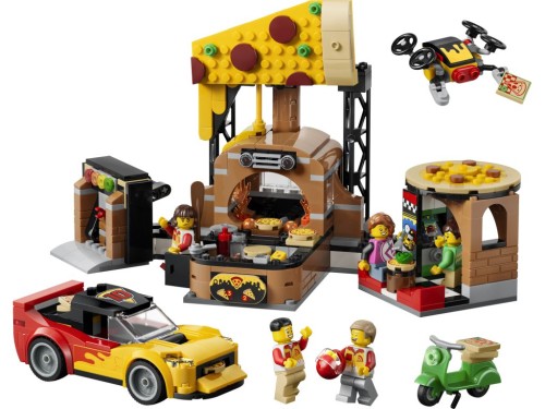 LEGO City Dostawa Pizzy 60496 z pojazdami: samochód dostawczy, skuter i dron