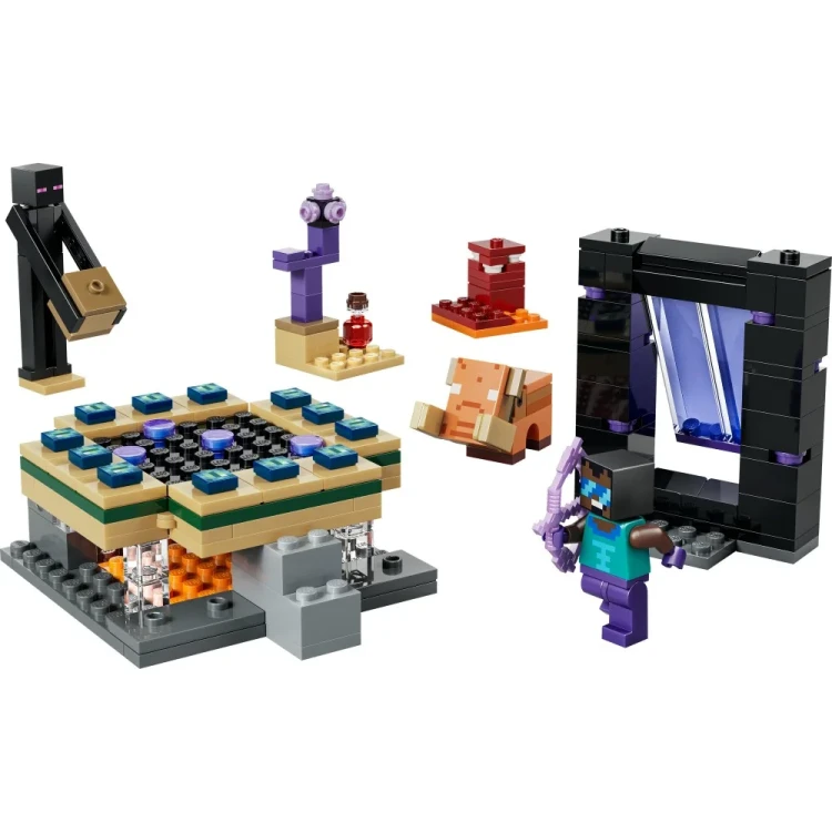 Portale Netheru i Kresu z zestawu LEGO Minecraft 21584 ukazane z bliska