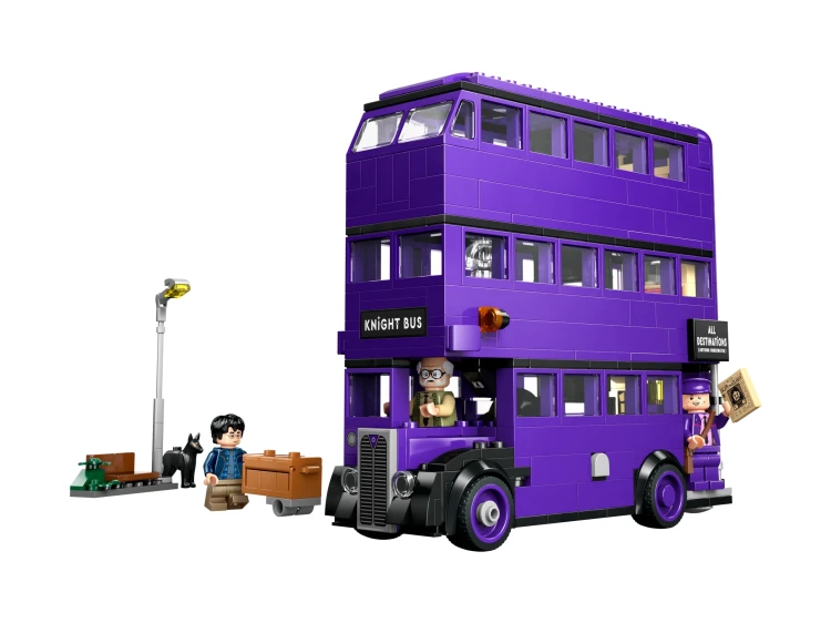 Minifigurki Harry Potter, Ernie Prang, Stan Shunpike, czarownica i Łapa z zestawu LEGO Harry Potter Błędny Rycerz
