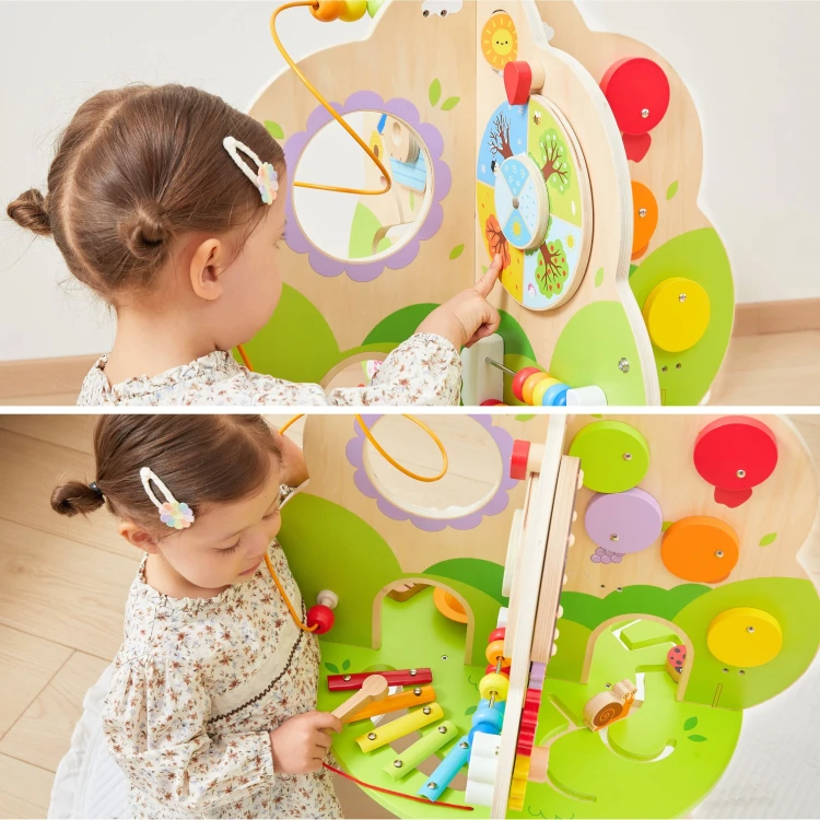 Otwierany domek dla ptaszka na drewnianym Drzewku Aktywności Viga Toys