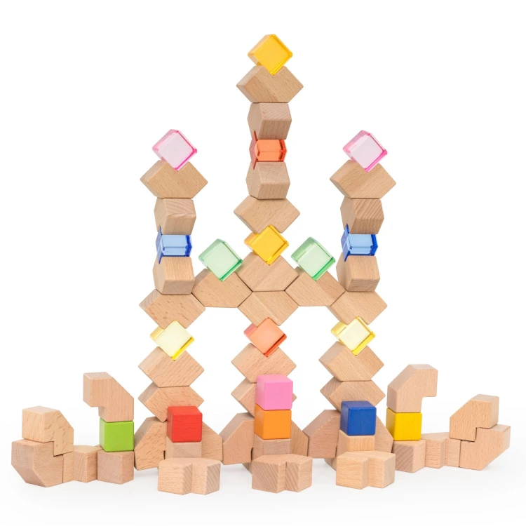 Przestrzenna konstrukcja z klocków świetlnych VIGA Toys na tle okna