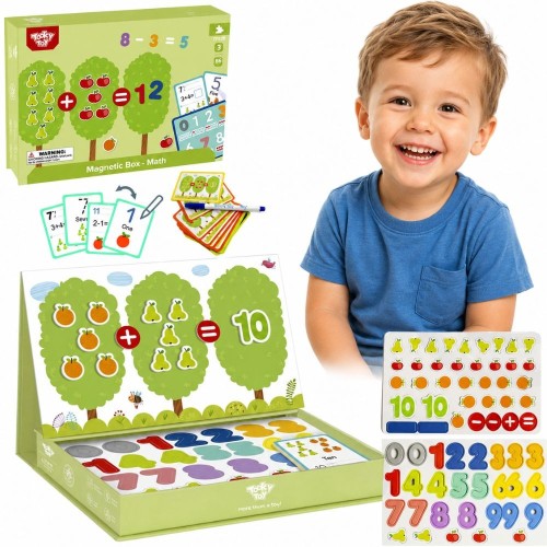 Magnetyczna drewniana układanka edukacyjna TOOKY TOY z kolorowymi cyframi i symbolami matematycznymi