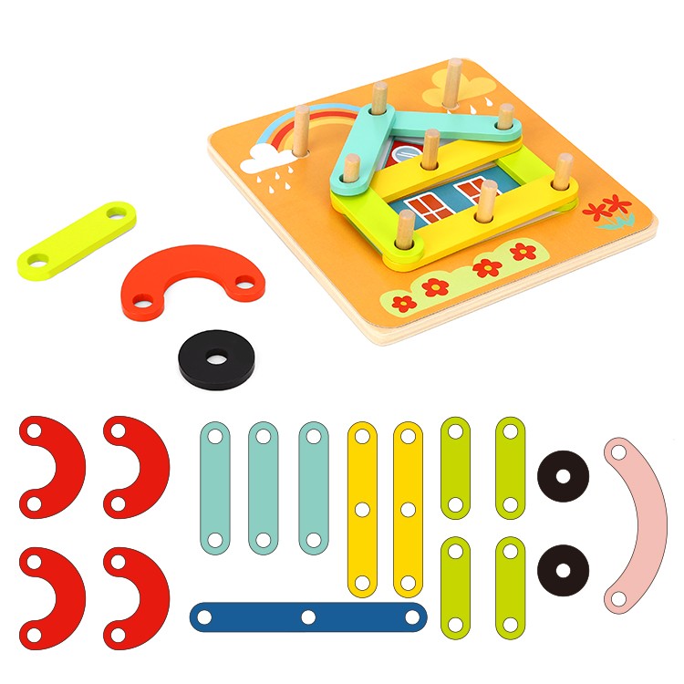 Drewniana układanka mozaika z elementami w kształcie zwierząt i geometrycznych figur TOOKY TOY
