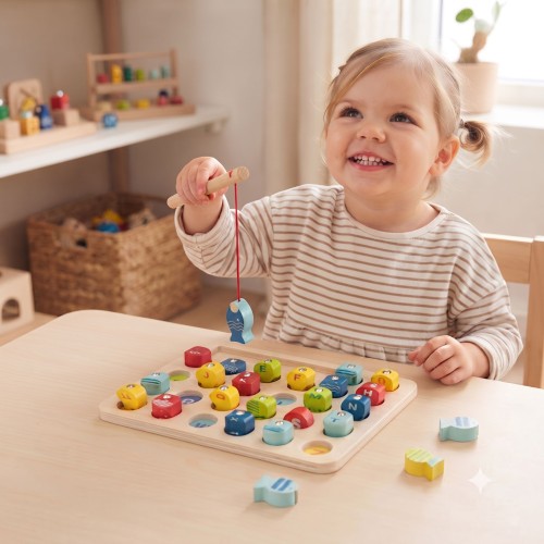 Zestaw do łowienia rybek TOOKY TOY z dwoma wędkami i kolorowymi rybkami