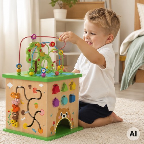 Panel kostki edukacyjnej TOOKY TOY z sorterem klocków i labiryntem dla dzieci