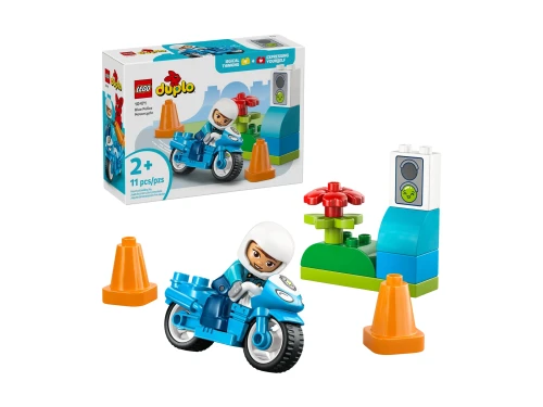 Zestaw LEGO Duplo Motocykl policyjny 10471 z sygnalizacją świetlną i pachołkami drogowymi