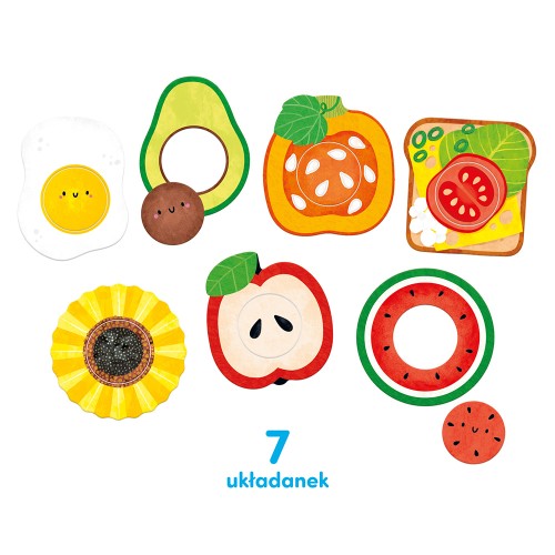 Kolorowe ilustracje i elementy puzzli Moje puzzle z dziurką Jedzenie CZUCZU