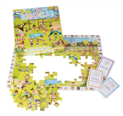 Karty i puzzle do gry Tactic Uczmy się: Emocje – plansza z różnorodnymi postaciami